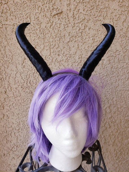 Mountain Goat horns Krampus horns on headband  lightweight cosplay horned headband long and thin Photo prop horns Furry addition bone dragon