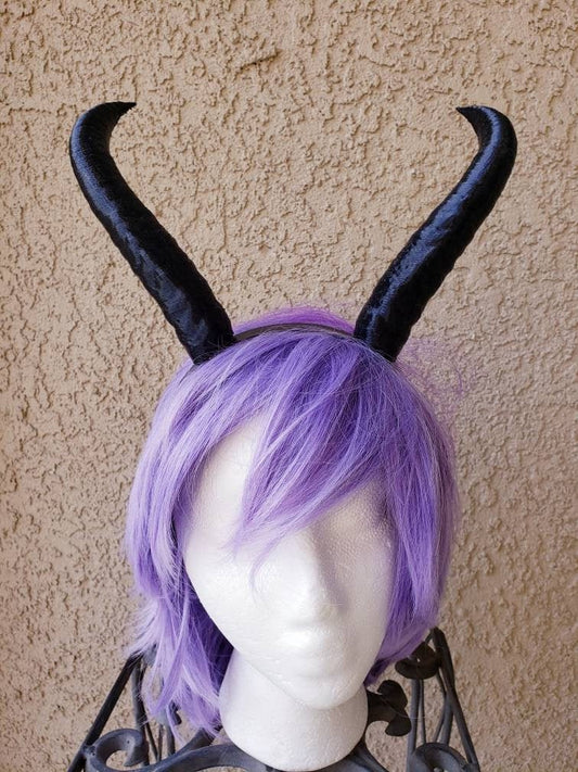 Mountain Goat horns Krampus horns on headband  lightweight cosplay horned headband long and thin Photo prop horns Furry addition bone dragon
