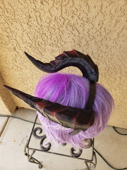 Fantasy Large Dragon horns Snake Dragon 3d printed horns on headband dragon costume headdress large goat horns beast horns dinosaur cosplay