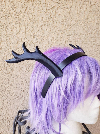 NEW ARRIVAL! Wood teifling Antlers  3D Printed (Ultra Light Weight Plastic) lean back Antlers comic-con fantasy fawn antlers headband