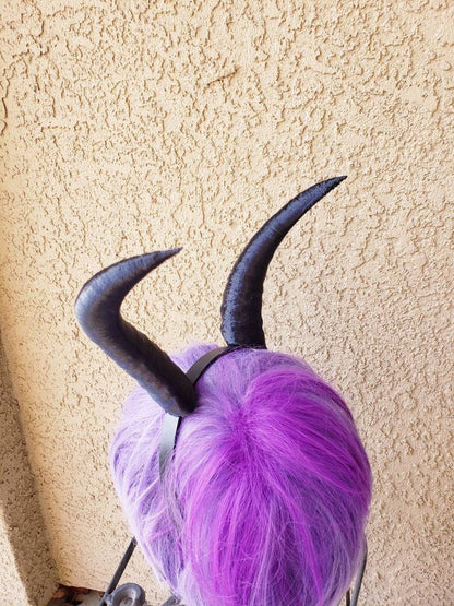 Mountain Goat horns Krampus horns on headband  lightweight cosplay horned headband long and thin Photo prop horns Furry addition bone dragon
