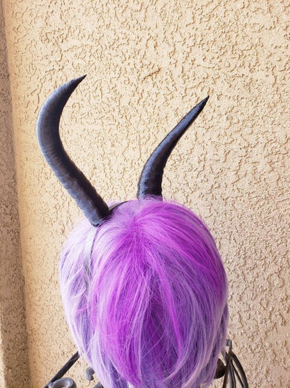 Mountain Goat horns Krampus horns on headband  lightweight cosplay horned headband long and thin Photo prop horns Furry addition bone dragon
