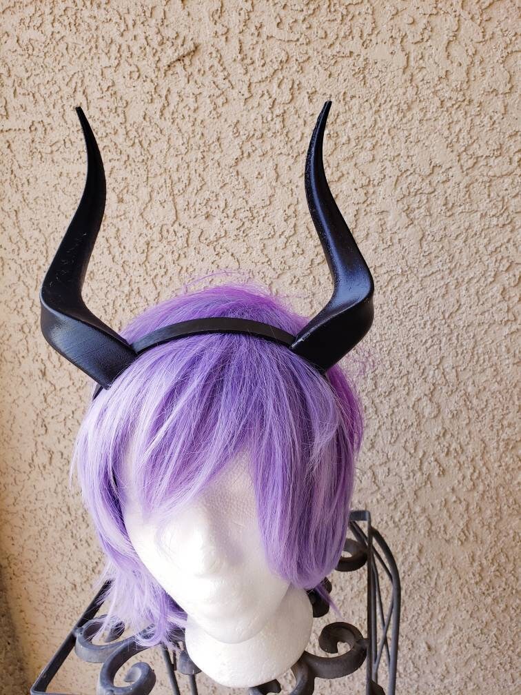 Teifling Gazelle horned headband Elvish Larp headdress black animal horns lightweight horns on a headband 3D print