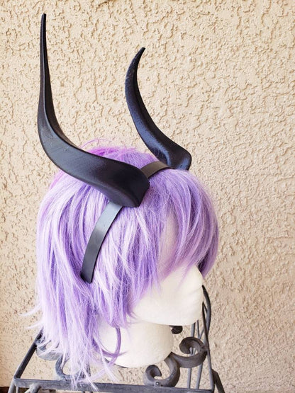 Teifling Gazelle horned headband Elvish Larp headdress black animal horns lightweight horns on a headband 3D print