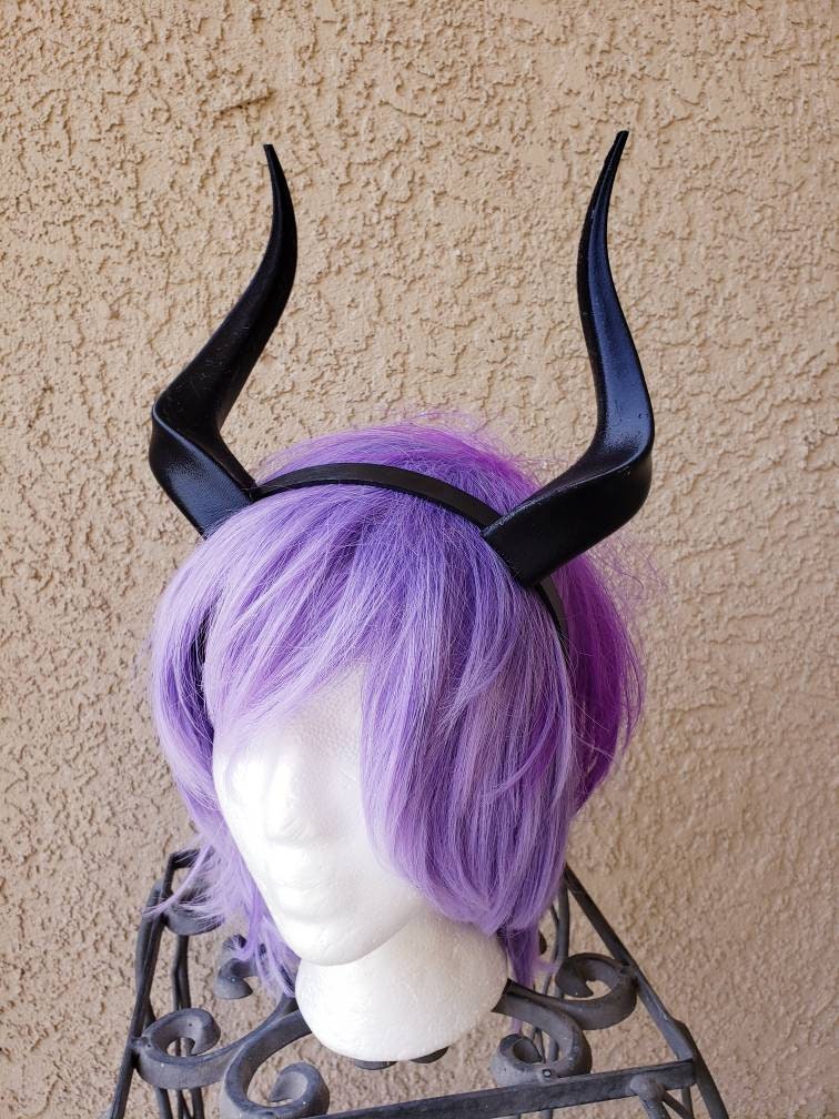 Teifling Gazelle horned headband Elvish Larp headdress black animal horns lightweight horns on a headband 3D print