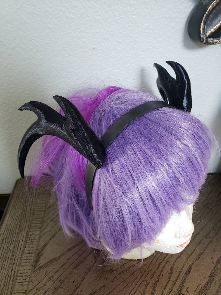 Half moon deer antlers 3d printed set horns on headband  dragon fantasy horns horned beast teifling antlers