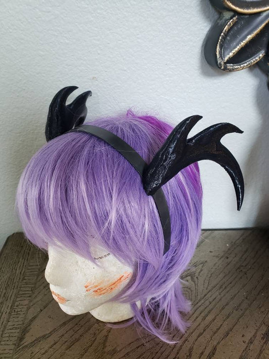 Half moon deer antlers 3d printed set horns on headband  dragon fantasy horns horned beast teifling antlers