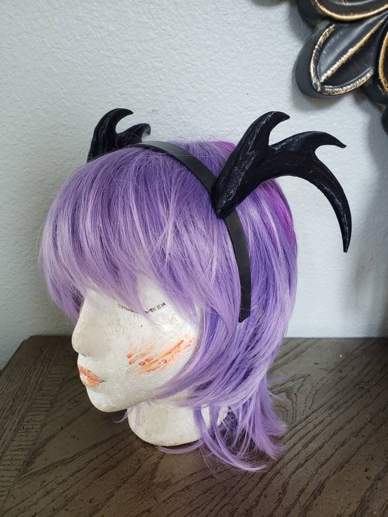 Half moon deer antlers 3d printed set horns on headband  dragon fantasy horns horned beast teifling antlers