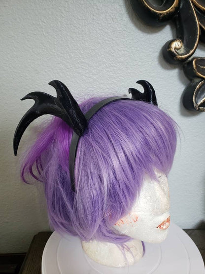 Half moon deer antlers 3d printed set horns on headband  dragon fantasy horns horned beast teifling antlers