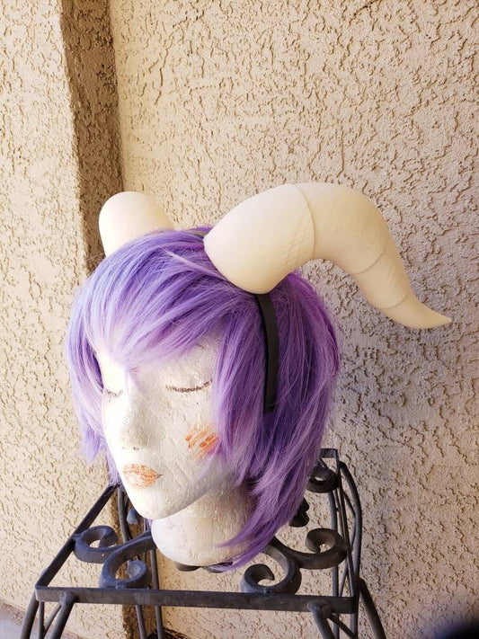 NEW ARRIVAL Dragon Goat Horns on a headband 3D printed fantasy Viking cosplay wow extra-large brown