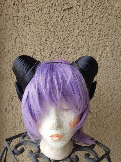Jesters Horns  RAM horns headband 3D printed cosplay wow swirly  twisted  black or custom color liefling horns manga horned headband