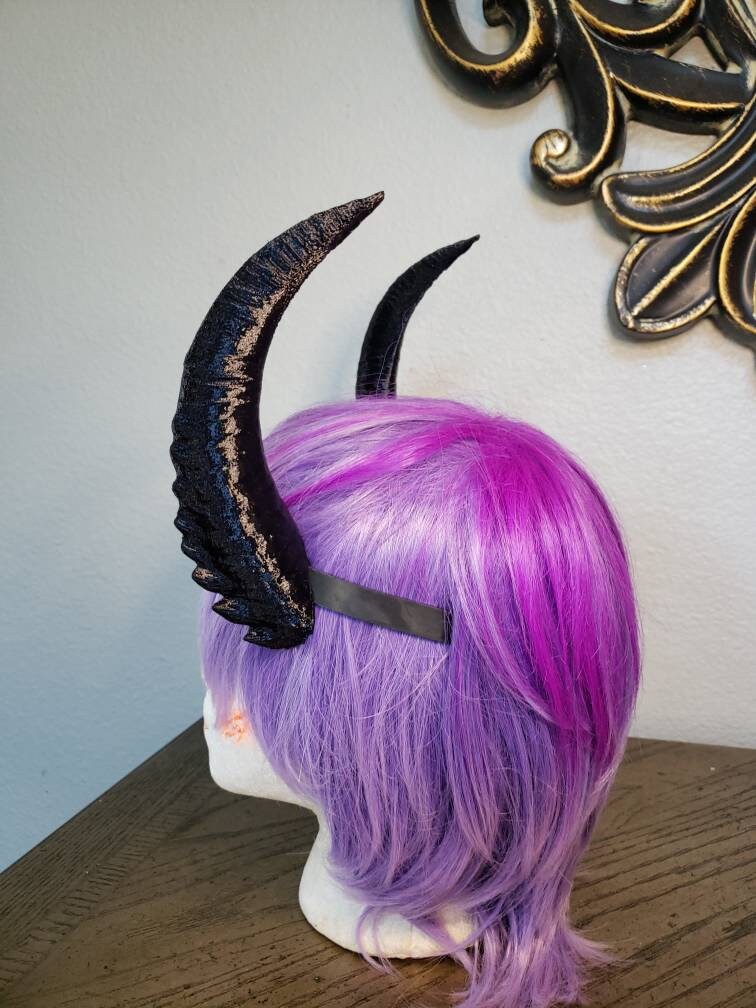 Fantasy Dragon inspired 3d printed horns on headband Larp  costume addition beast horns  lizzard horns multiple positions.