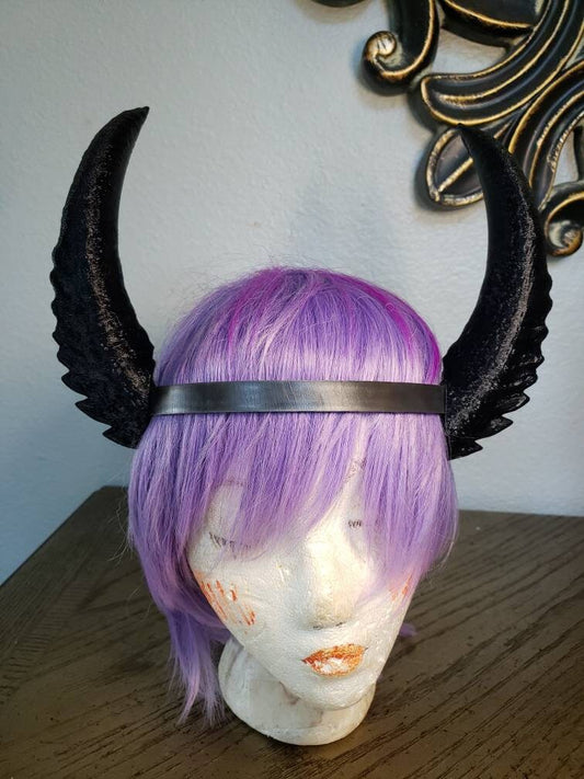 Fantasy Dragon inspired 3d printed horns on headband Larp  costume addition beast horns  lizzard horns multiple positions.