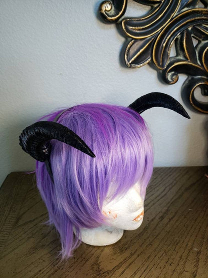 Fantasy Dragon inspired 3d printed horns on headband Larp  costume addition beast horns  lizzard horns multiple positions.