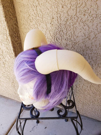 NEW ARRIVAL Dragon Goat Horns on a headband 3D printed fantasy Viking cosplay wow extra-large brown