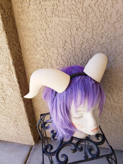NEW ARRIVAL Dragon Goat Horns on a headband 3D printed fantasy Viking cosplay wow extra-large brown