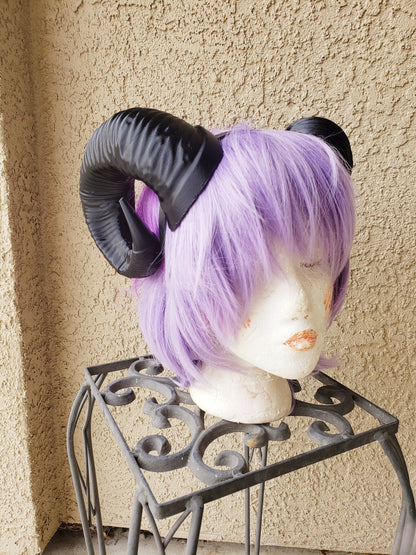 Jesters Horns  RAM horns headband 3D printed cosplay wow swirly  twisted  black or custom color liefling horns manga horned headband