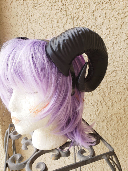 Jesters Horns  RAM horns headband 3D printed cosplay wow swirly  twisted  black or custom color liefling horns manga horned headband