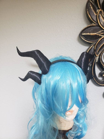 Fantasy Deanerys Dragon inspired 3d printed double set horns on headband Larp costume addition beast horns lizard horns