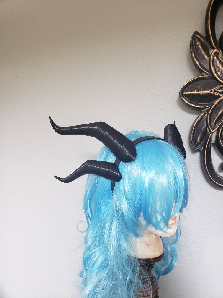 Fantasy Deanerys Dragon inspired 3d printed double set horns on headband Larp costume addition beast horns lizard horns