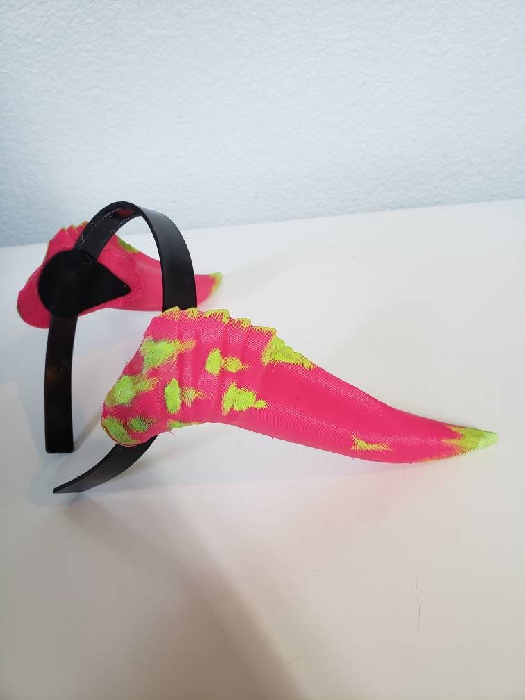 Dragon fruit style inspired 3d printed horns on headband DIY costume addition dragon ears  lizzard horns