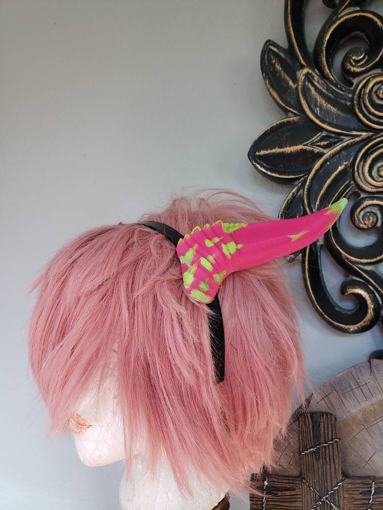 Dragon fruit style inspired 3d printed horns on headband DIY costume addition dragon ears  lizzard horns