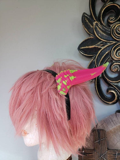Dragon fruit style inspired 3d printed horns on headband DIY costume addition dragon ears  lizzard horns