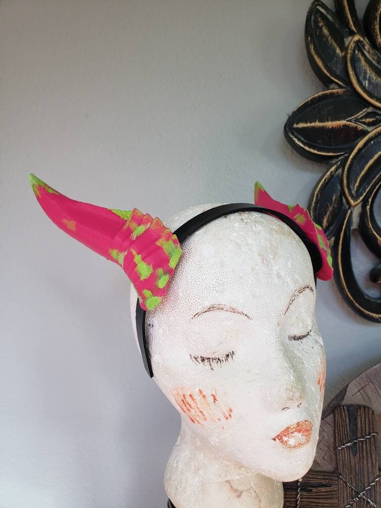 Dragon fruit style inspired 3d printed horns on headband DIY costume addition dragon ears  lizzard horns