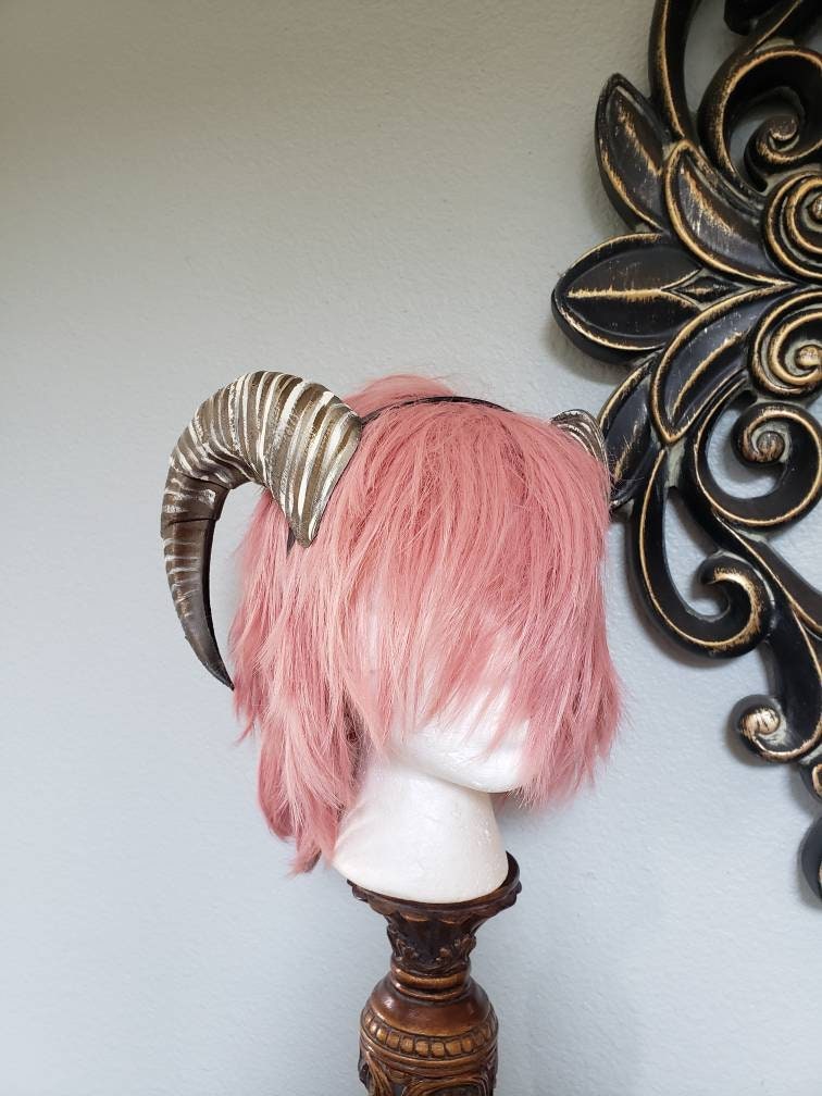 NEW ARRIVAL Crescent moon Dragon curled goat horns horned headband 3D printed cosplay comicon fantasy fursuit horns  curly black sheep horns