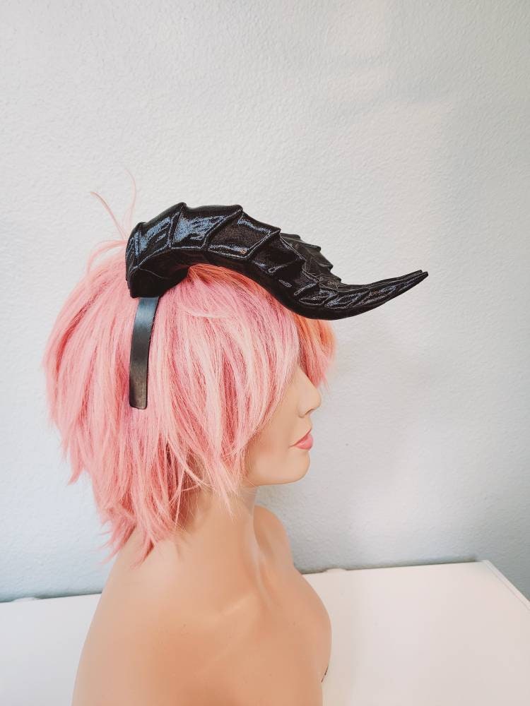Forward facing Dragon horns Snake Dragon 3d printed horns on headband  dragon costume headress large goat horns beast horns dinosaur