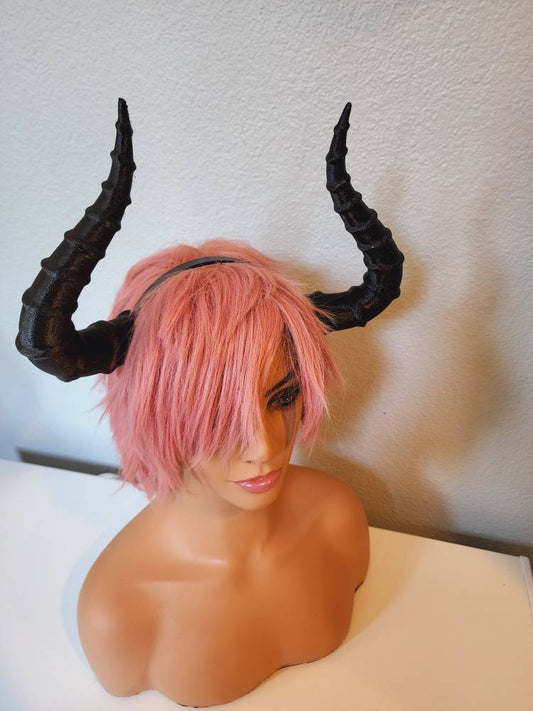 Matador-Bull-horns-ribbed-3D printed horned headband comic-con cosplay horns anime character teifling