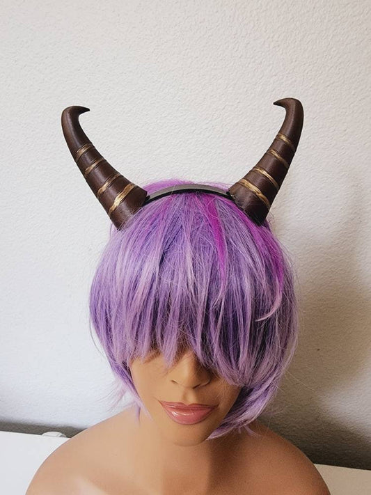 Phil from Hercules Disney headdress horns  ultra lightweight attached to a headband cosplay set Headdress Goat horns with stripes