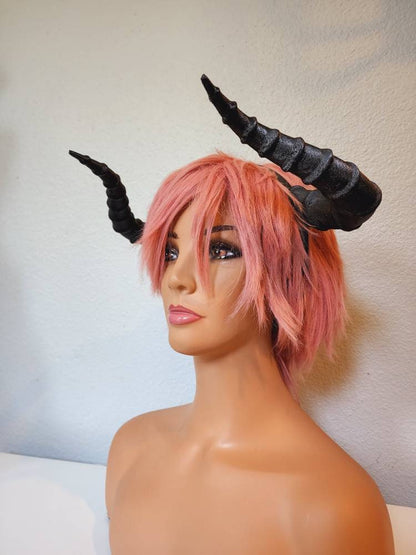 Matador-Bull-horns-ribbed-3D printed horned headband comic-con cosplay horns anime character teifling