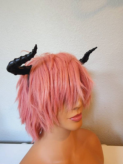 Small Matador-Bull-horns-ribbed-3D printed horned headband comic-con cosplay horns anime character teifling