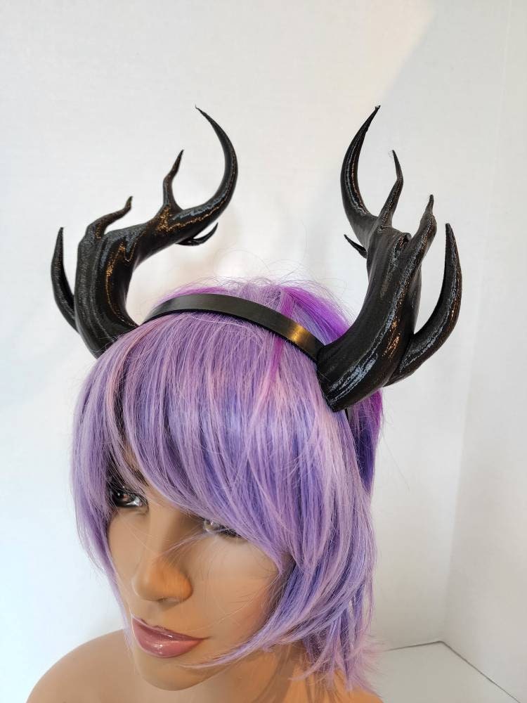 Fantasy Dragon spindly horns 3d printed horns on headband costume addition dragon comicon teifling branch leviathan