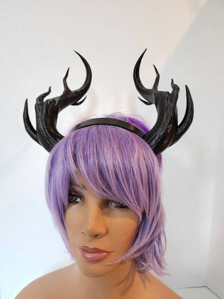Fantasy Dragon spindly horns 3d printed horns on headband costume addition dragon comicon teifling branch leviathan