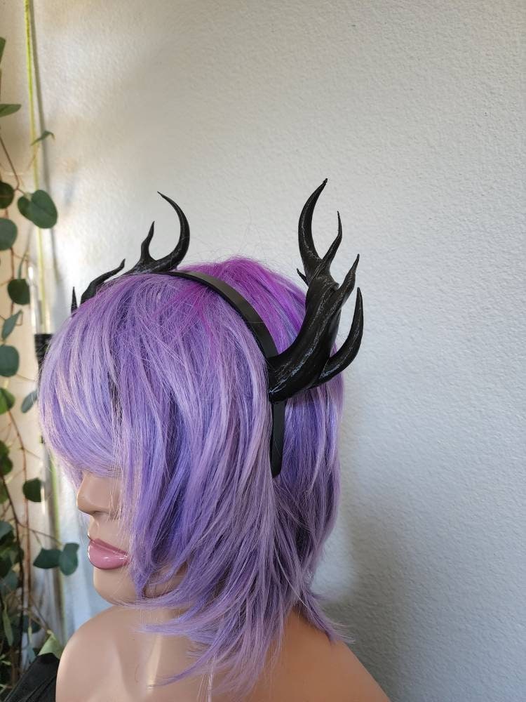 Fantasy small Dragon spindly horns 3d printed horns on headband costume addition dragon comicon teifling branch leviathan