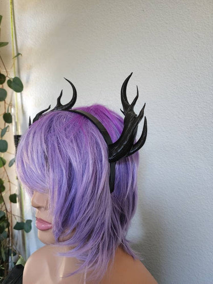 Fantasy small Dragon spindly horns 3d printed horns on headband costume addition dragon comicon teifling branch leviathan