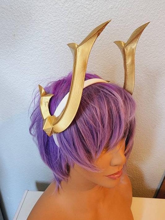 Raiden Shogun from Genshin gold horns Dragon 3d printed horns two sets on headband costume addition dragon Comicon fantasy  horns