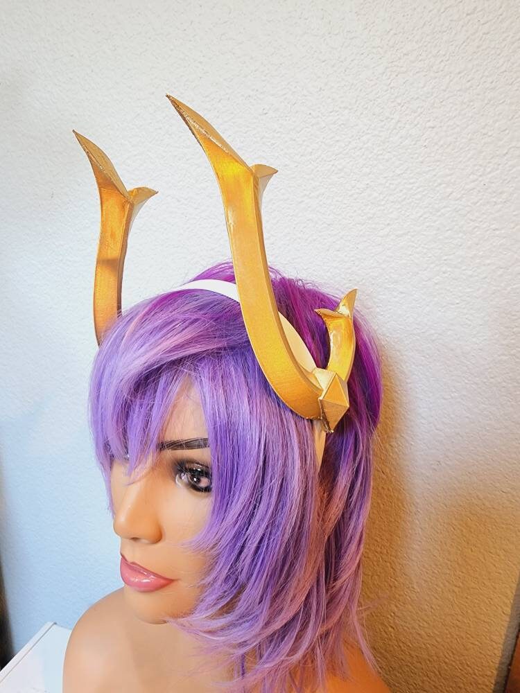 Raiden Shogun from Genshin gold horns Dragon 3d printed horns two sets on headband costume addition dragon Comicon fantasy  horns