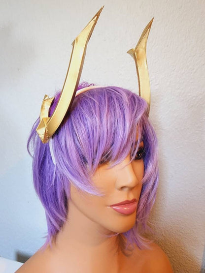 Raiden Shogun from Genshin gold horns Dragon 3d printed horns two sets on headband costume addition dragon Comicon fantasy  horns