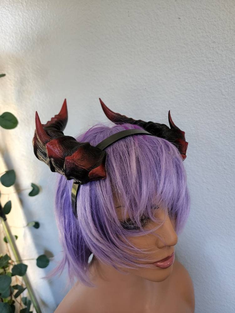 Fantasy splintered Dragon horns Snake Dragon 3d printed horns on headband  dragon  headress large goat horns beast horns dinosaur cosplay