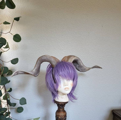 Spanish Goat horns on headband 3D printed custom design  lightweight cosplay horned headband large size Photo prop horns Furry addition