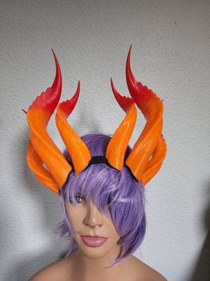 Fantasy Dragon Elegant long Dragon 3d printed horns three sets on headband costume addition dragon comic-con fantasy  lizard horns