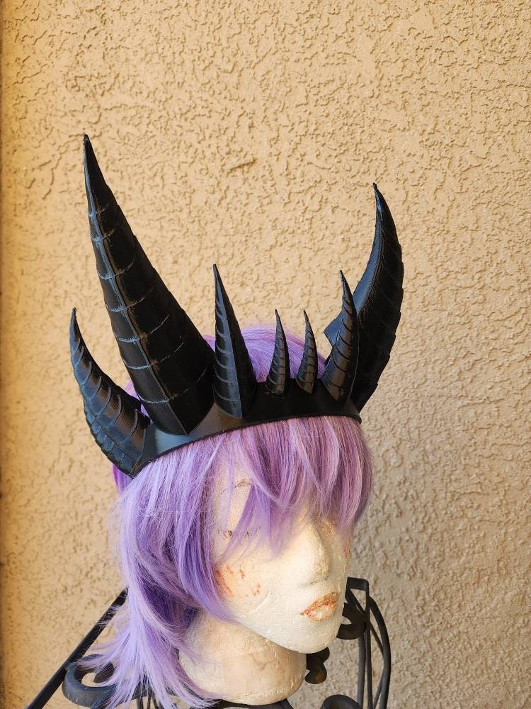 Fantasy  Ten Horned Dragon 3d printed horns Dragon crown on headband costume addition dragon comicon fantasy behemoth horns