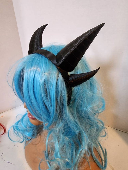 Fantasy Deanerys Dragon inspired 3d printed double set horns on headband Larp  costume addition beast horns  lizzard horns