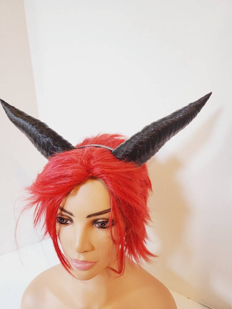 Goat fantasy 3d printed horns  horns on headband taurus horns Billy goat horns