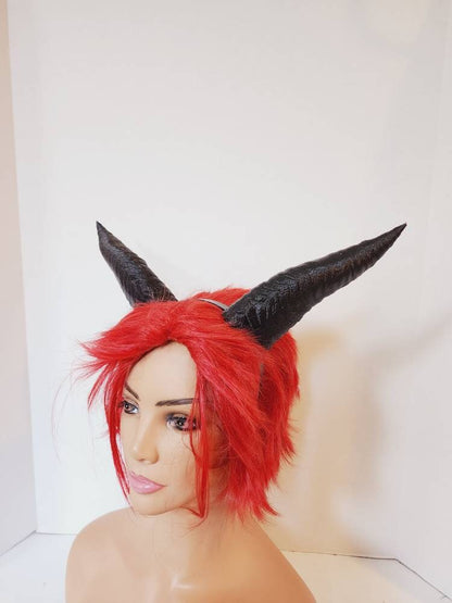 Goat fantasy 3d printed horns  horns on headband taurus horns Billy goat horns