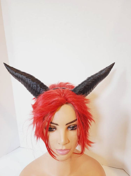 Goat fantasy 3d printed horns  horns on headband taurus horns Billy goat horns