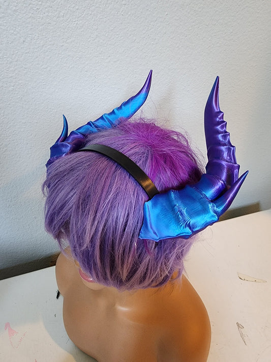 Fantasy splintered Dragon horns Snake Dragon 3d printed horns on headband  dragon  headress large goat horns beast horns dinosaur cosplay